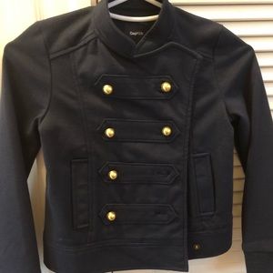 Girls Gap Navy Knit Jacket with Gold Buttons
